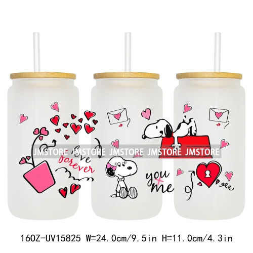 Cartoon Dog Valentine's Day UV DTF Stickers Ready to Transfer Cup Wrap Custom Labels DIY Craft For Libbey Glass Can Mug Tumbler