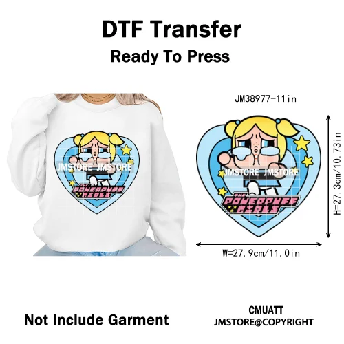 Cute Cry Tears Sad Girls Cartoon Dolls Love Designs Iron on DTF Washable Heat Transfers Stickers Ready to Press for Clothes Bags