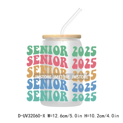 Coquette Bow Senior 2025 Western Grad Squad UV DTF Transfer Stickers Decals For Libbey Cold Cups Mugs Tumbler Waterproof Logo