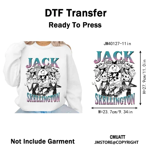 Halloween Horror Party Cartoon Friends Nightmare Spooky Vibes Iron on DTF Washable Transfers Stickers Ready to Press for Clothes