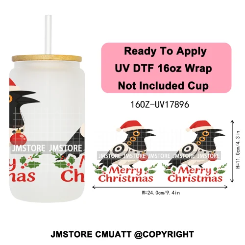 Merry Christmas Kpop Movie Character Anime Girl UV DTF Stickers Ready To Apply Cup Wrap High Quality For 16OZ Libbey Can Glass