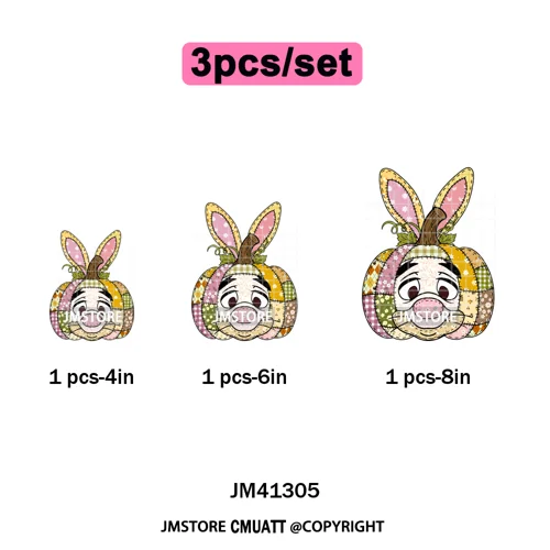 Preppy Floral Cartoon Friends Fall Patchwork Pumpkin Halloween Iron on Washable DTF Transfer Stickers Ready to Press for Clothes