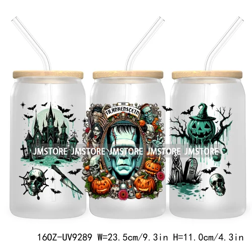 Scary Movies Halloween 16OZ UV DTF Cup Wrap Transfer Stickers Custom Labels Waterproof Logo For Libbey Glass Can Spooky Season