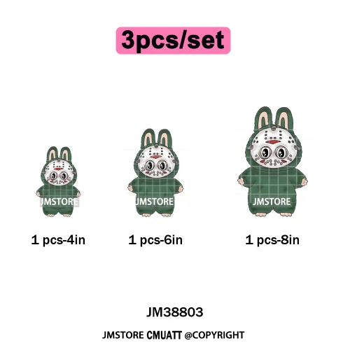 Retro Laboo Halloween Horror Character Washable Printing Iron on DTF Heat Transfers Stickers Ready to Press for Clothes Bags