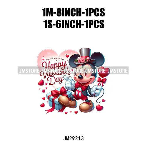 Happy Valentine's Day Cartoon Character Mouse Animal Cupid Love Heart DTF Iron On Transfers Stickers Ready To Press For T-shirts