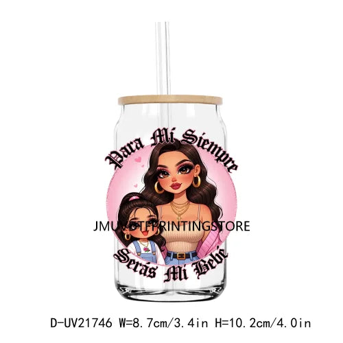 Chicano Latina Mexican Mama Daughter Son UV DTF Transfers Stickers Decals For Libbey Cold Cups Mugs Tumbler Waterproof DIY Logo