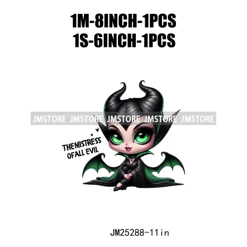 Cartoon Washable Halloween Princess Evil Queen Girls Printing Designs DTF Iron On Transfers Stickers Ready To Press For Textil