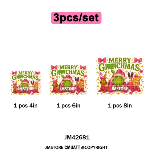 Ho Ho Ho Christmas Coquette Gifts Santa Cartoon Characters Iron on DTF Washable Transfers Stickers Ready to Press for Clothing