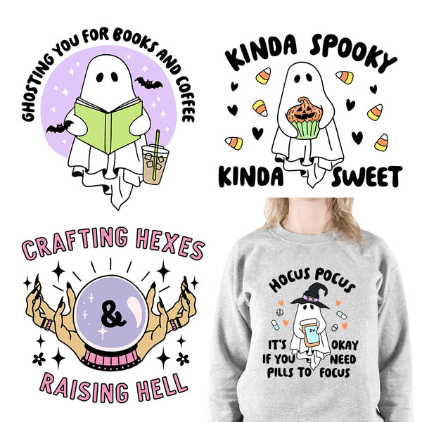 Halloween Boo Jee Stanley Tumbler Inspired Hocus Pocus Ghouling For Book Coffee Spook License DTF Transfer Stickers For T-Shirts