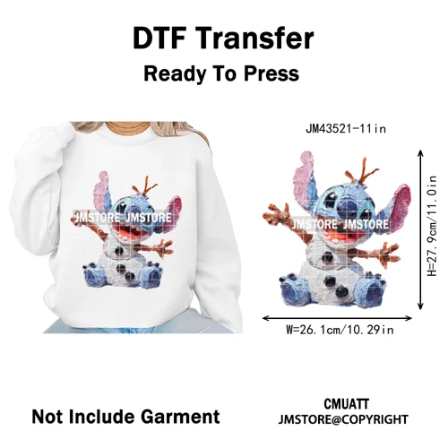 Cute Cartoon Characters Merry Christmas Holiday Gifts Xmas Iron on Washable DTF Heat Transfer Sticker Ready to Press for Clothes