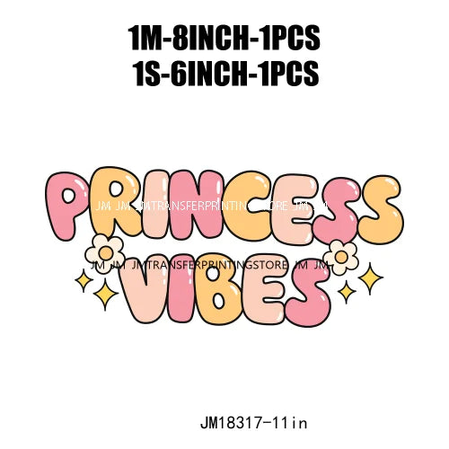 Iron On Prioritize Your Peace Princess Vibes Kindness Grateful Affirmation Saying Quotes DTF Transfers Stickers For T-Shirts Bag