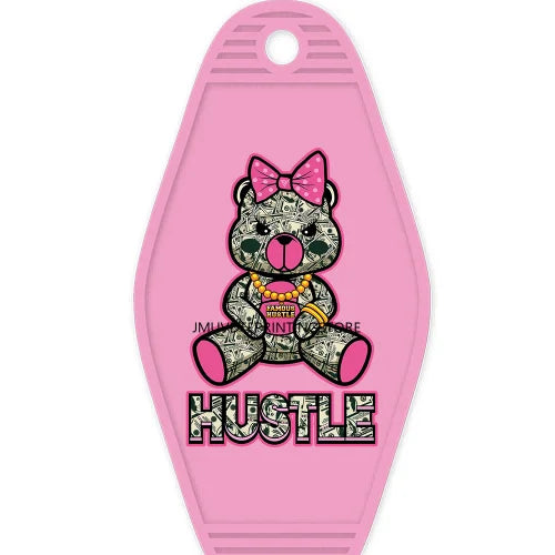 Focus On The Hustle Bear High Quality WaterProof UV DTF Sticker For Motel Hotel Keychain More Money Less Friends