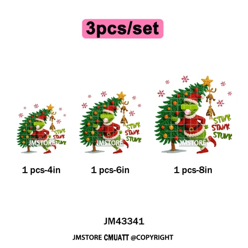 Latch Hook Faux Yarn Cartoon Movie Friends Merry Christmas Iron on Washable DTF Transfers Stickers Ready to Press for Textiles