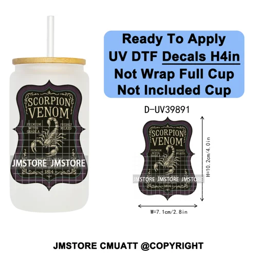 Spooky Halloween Witch Brew Bottle Label Set UV DTF Transfer Stickers Decals Ready To Apply Waterproof For 16OZ Libbey Glass Can