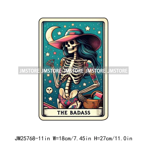 Funny Sarcastic Hot Mama Housewife Women Skull Tarot Card Printing DTF Diy Iron On Transfer Stickers Ready To Press For Clothing