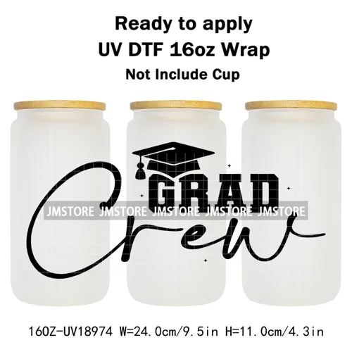 Senior 2026 Graduation Girly UV DTF Cup Wrap Ready To Apply Transfer Stickers Waterproof 16OZ Tumbler Wraps For Libbey Glass Can