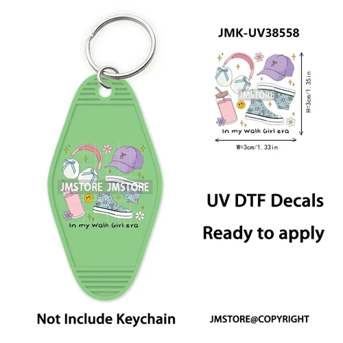 Back To School Teacher Coquette Bow UV DTF Motel Keychain Wraps Ready To Apply Waterproof High Quality Hotel Keychain Decals