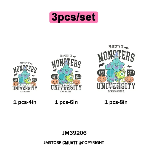 Cartoon Scary Monster Halloween Friends Season Printing Iron on DTF Washable Heat Transfers Stickers Ready to Press for Textile