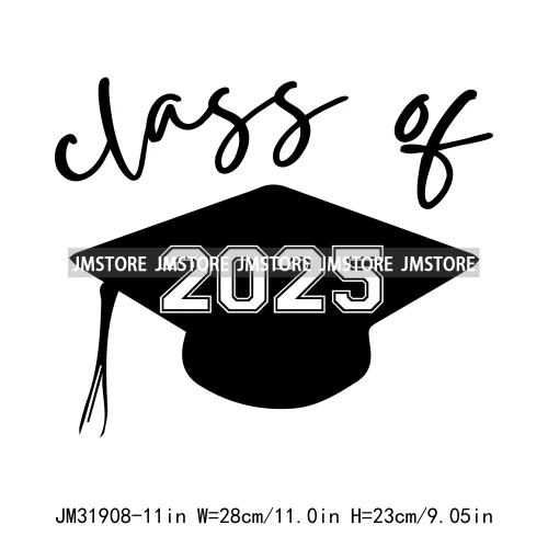 Happy University Graduate Senior Class Of 2025 Decals Iron On DTF Heat Transfer Stickers Ready To Press For Clothes Bags