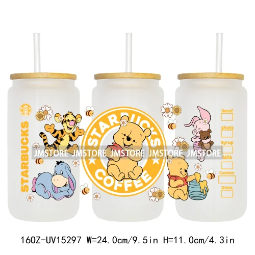 Trendy Cartoon Friends Coffee 16OZ UV DTF Cup Wraps Ready To Apply Waterproof Transfer Stickers For Libbey Glass Can Tumbler