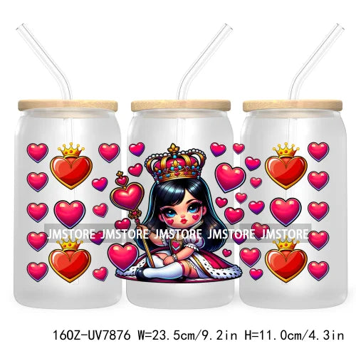 Cute Baby Princess Queen 16OZ UV Cup Wrap DTF Transfer Stickers For Libbey Glass Can Cups Tumbler Waterproof Labels Best Friends