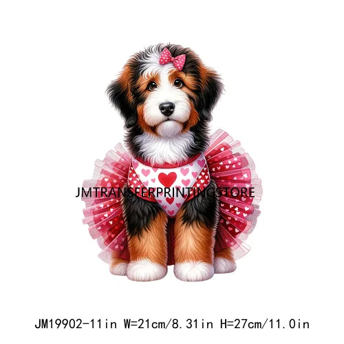 Puppy Valentine's Day Animal Love Cute Dog Heat Press Iron On DTF Heat Transfers Stickers Ready To Press For Shirts