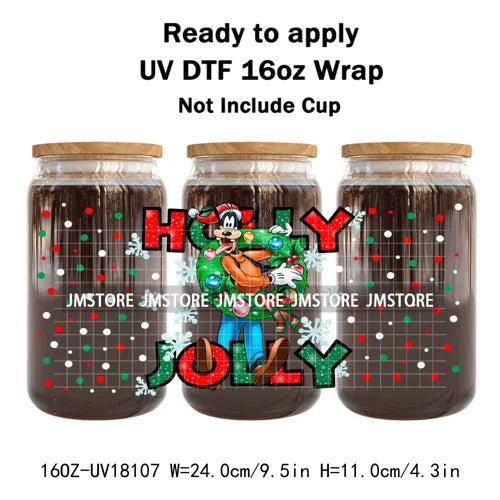 Christmas Cartoon Holiday Movie Friends UV DTF Cup Wrap Ready To Apply Transfer Stickers 16OZ Tumbler Wraps For Libbey Glass Can