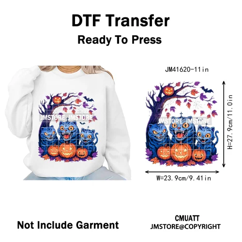 Happy Hunting Halloween Kpop Pumpkin Witch Boys Girl Dinner Iron on DTF Washable Transfers Stickers Ready to Press for T-shirts