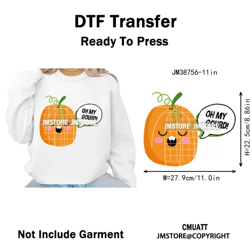 Cute Boos Ghost Pumpkin Halloween Season Thermal Printing Iron on DTF Washable Transfers Stickers Ready to Press for Textile