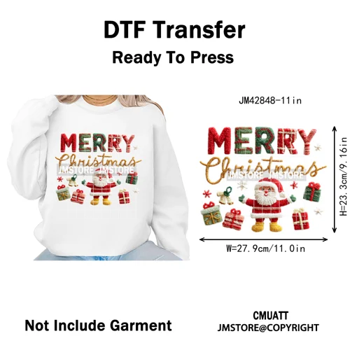 Faux Yarn Christmas Tree Cake Knitting Holiday Xmas Festive Iron on DTF Washable Transfers Stickers Ready to Press for T-shirts