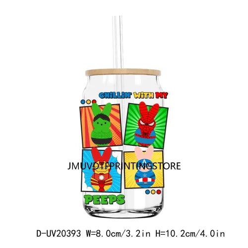 Happy Easter Day Cartoon Bunny Character UV DTF Transfers Stickers Decals For Libbey Cold Cups Mugs Tumbler Waterproof DIY Logo