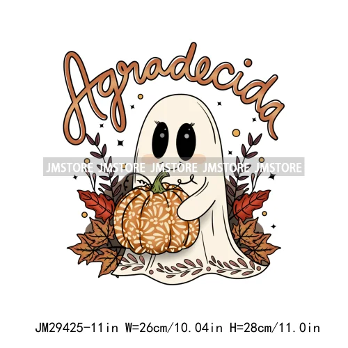 Aqui Espantan Tricotri Mexican Ghost Latina Culture Spooky Pumpkin Halloween Iron On DTF Heat Press Transfer Sticker For Hoodies