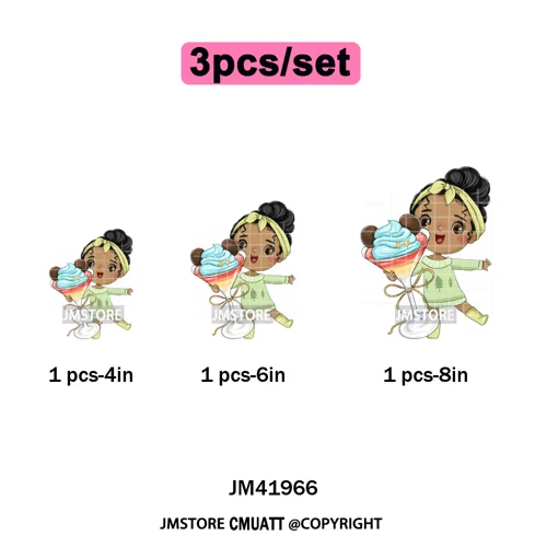 Cute Winter Christmas Girls Baby Mermaid Kids Cartoon Character Iron on DTF Washable Transfers Stickers Ready to Press for Texti