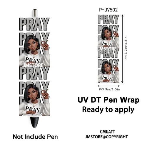 Black Girl Praying Afro Women Faith UV DTF Pen Wraps Ready To Apply Transfer Sticker Print Waterproof High Quality UV DTF Decal