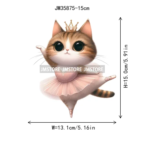 15cm 5.9in Kid Dancing Cats Animal Squirrel Iron On Transfer Sticker For Clothes Printed Thermal Applique Washable T-Shirt Decal