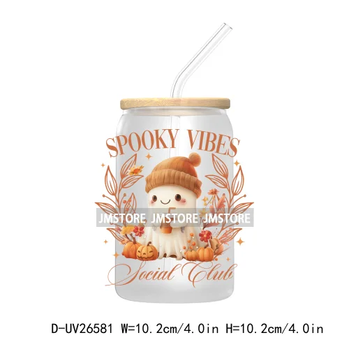 Spooky Witch Halloween UV DTF Transfer Stickers Decals For Libbey Cold Cups Mugs Durable Waterproof Custom Labels Fall Season