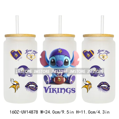 Cute Cartoon Sport Team Game Day 16OZ UV DTF Cup Wraps Ready To Apply Waterproof Transfer Stickers For Libbey Glass Can Tumbler