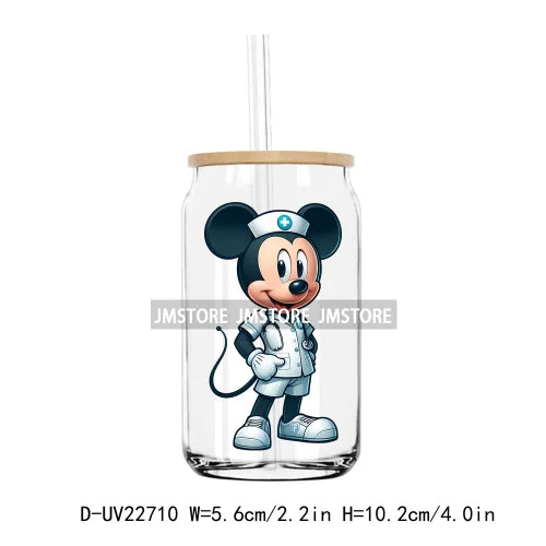 Cartoon Nurse Medical Mouse UV DTF Transfers Stickers Decals For Libbey Cold Cups Mugs Tumbler Waterproof DIY Craft Health Care