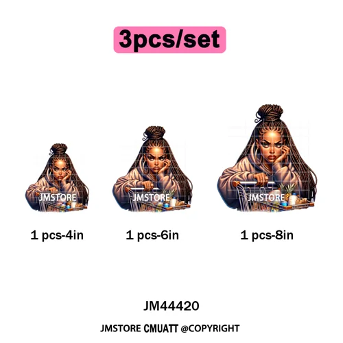 Sassy Facial Expressions Black Girl Housewife Remote Work Iron on Washable DTF Transfers Stickers Ready to Press for Sweatshirts