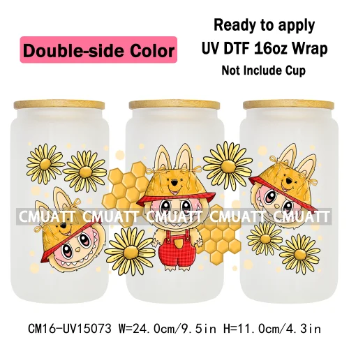 Double Sided Color UV DTF Cup Wraps 16OZ Wholesale Custom Bulk Waterproof Cartoon Cute Monster Coquette Bow DIY Craft Mug Glass
