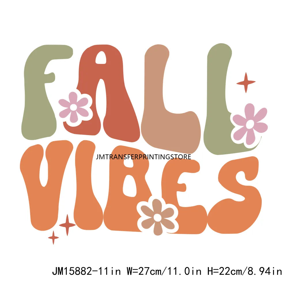 Hello Pumpkin Sweaters Bonfires DIY Logos Fall In The Air Autumn Vibes Iron On DTF Transfer Decals Ready To Press For T-Shirts