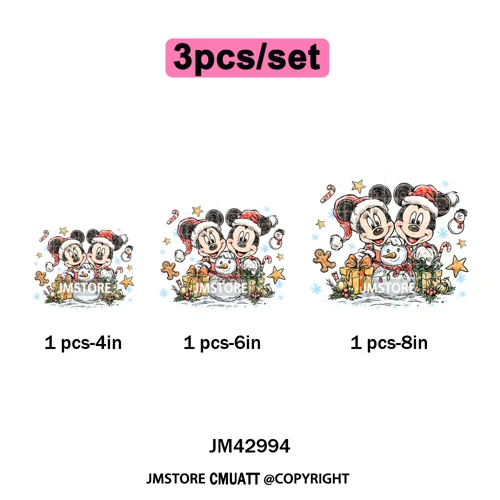 Funny Cartoon Mouse Friends Merry Christmas Movie Character Xmas Season Iron on DTF Transfer Stickers Ready to Press for Hoodies