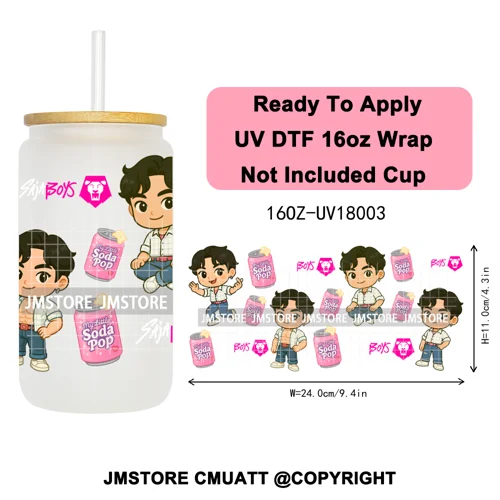 Tiger Demon Hunters Kpop Soda Boys Girl Dinner 16OZ UV DTF Cup Wraps Ready To Apply Transfer Stickers For Libbey Glass Can Mugs