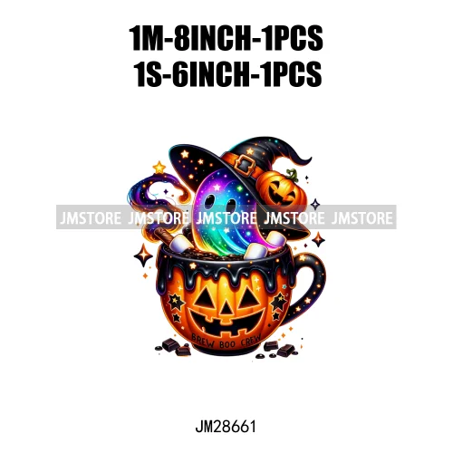 Fun Halloween Cocoa Coffee Drink Gnomes Logos Pumpkin Spice Latte Brew Iron On DTF Transfer Stickers Ready To Press For Clothes