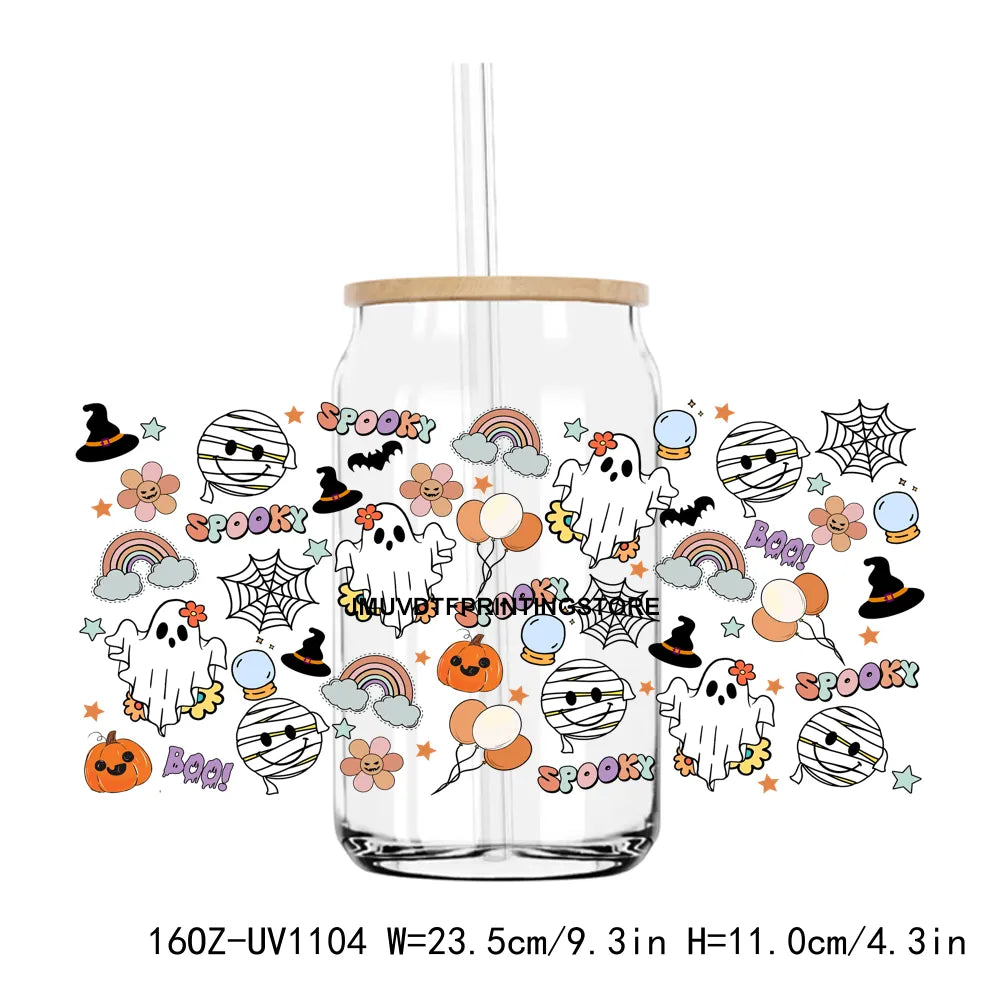 Western Halloween Ghost 3D 16OZ UV DTF Cup Wrap Transfer Stickers Custom Labels DIY Durable Waterproof Logo For Libbey Glass Can