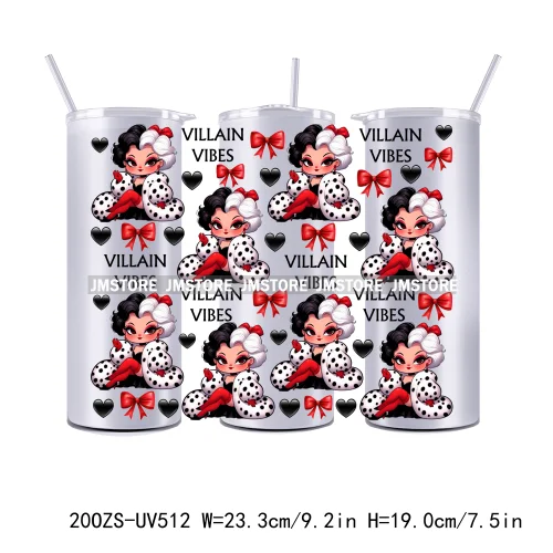 Couple Horror Character Cartoon 20OZ Straight Skinny Tumbler Wrap UV DTF Cup Wraps Custom Label Transfer Sticker Waterproof Logo