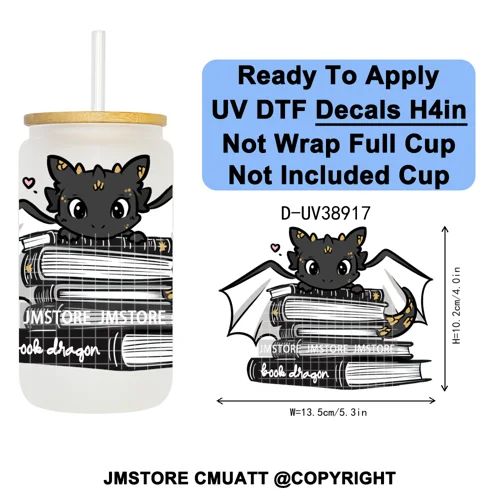 Fantasy Book Lover Gifts Positive Quotes UV DTF Decals Ready To Apply Waterproof Transfer Stickers For 16OZ Libbey Glass Can Cup