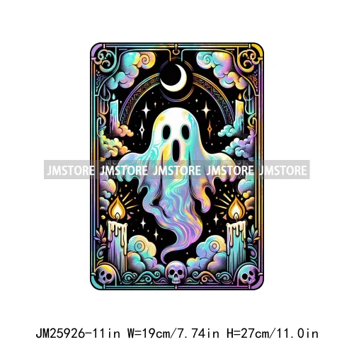 Spooky Horror Halloween Designs Killer King Ghost Death Tarot Card DTF Iron On Transfer Stickers Ready To Press For T-shirt Bags