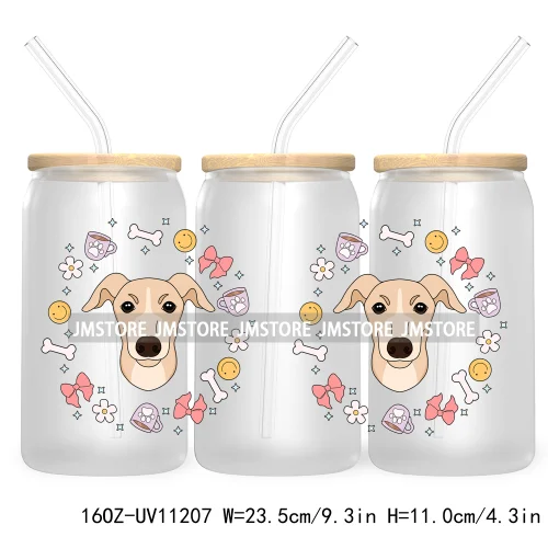 Dog Mom Mama 16OZ UV DTF Cup Wrap Transfer Stickers Custom Labels Durable Waterproof Logo For Libbey Glass Can Seamless Dog Paw