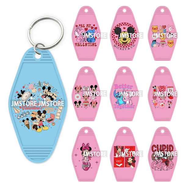 Faux Cartoon Couple Character Mouse And Friends High Quality WaterProof UV DTF Sticker For Motel Hotel Keychain Be My Valentine